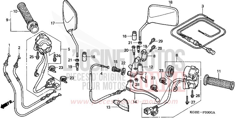 HEBELGRIFF/SCHALTER/KABEL von Shadow VT125C ELEGANT BEIGE METALLIC (YR217) von 2003